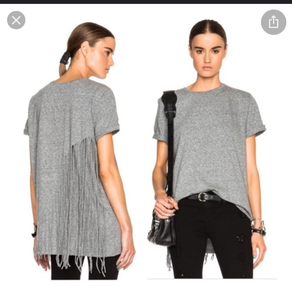 RTA grey Zoe fringe tee